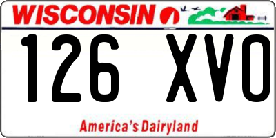 WI license plate 126XVO