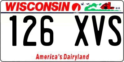 WI license plate 126XVS