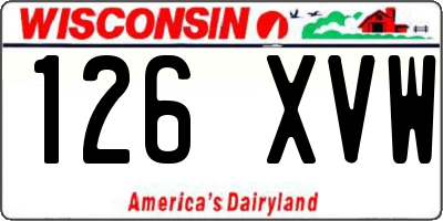 WI license plate 126XVW