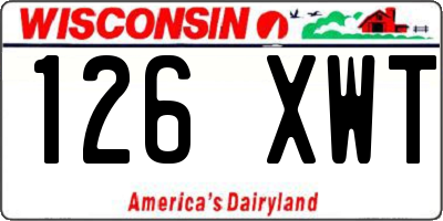 WI license plate 126XWT