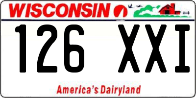 WI license plate 126XXI