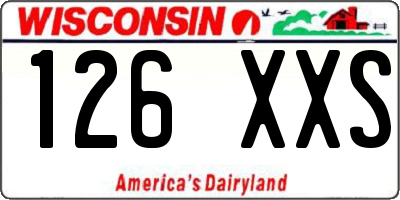 WI license plate 126XXS