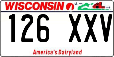 WI license plate 126XXV