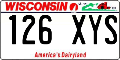 WI license plate 126XYS