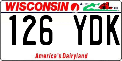 WI license plate 126YDK