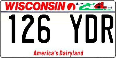 WI license plate 126YDR