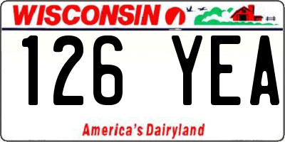 WI license plate 126YEA