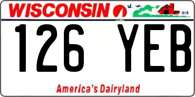 WI license plate 126YEB