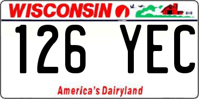 WI license plate 126YEC