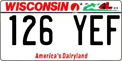 WI license plate 126YEF