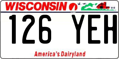 WI license plate 126YEH