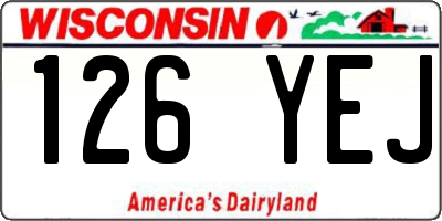 WI license plate 126YEJ