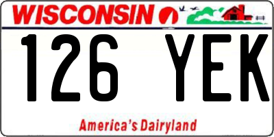WI license plate 126YEK
