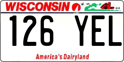 WI license plate 126YEL