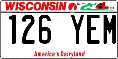 WI license plate 126YEM