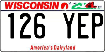 WI license plate 126YEP