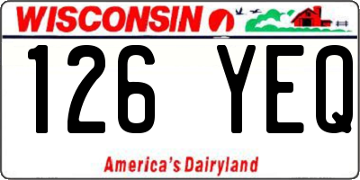 WI license plate 126YEQ