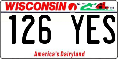 WI license plate 126YES
