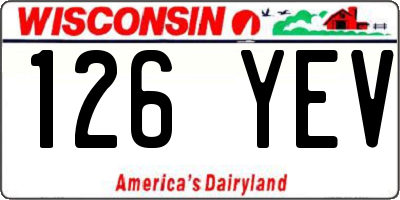 WI license plate 126YEV