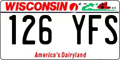 WI license plate 126YFS