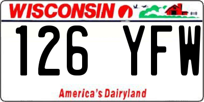 WI license plate 126YFW