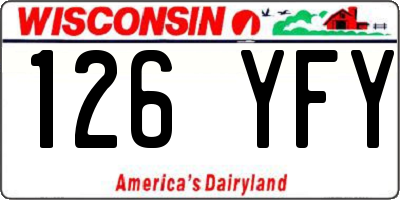 WI license plate 126YFY