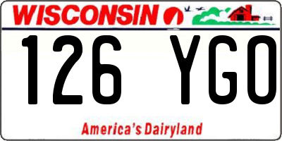 WI license plate 126YGO