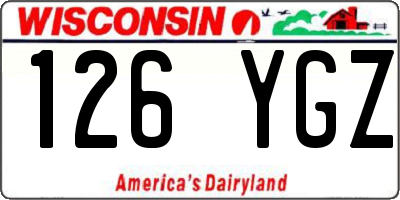 WI license plate 126YGZ