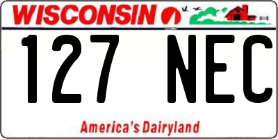 WI license plate 127NEC