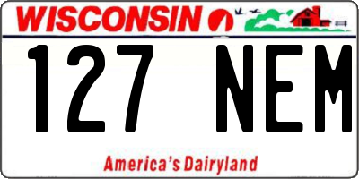 WI license plate 127NEM