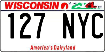 WI license plate 127NYC