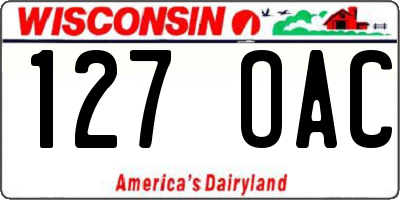 WI license plate 127OAC