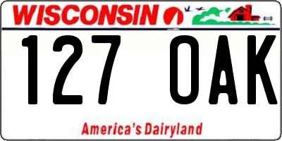 WI license plate 127OAK
