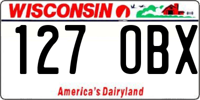 WI license plate 127OBX