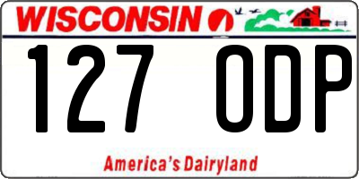 WI license plate 127ODP