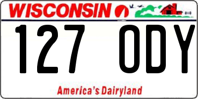 WI license plate 127ODY