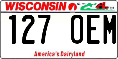 WI license plate 127OEM