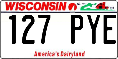 WI license plate 127PYE