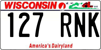 WI license plate 127RNK
