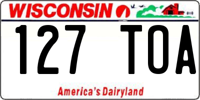 WI license plate 127TOA