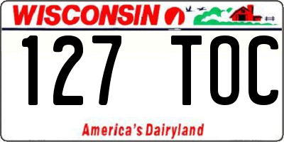 WI license plate 127TOC