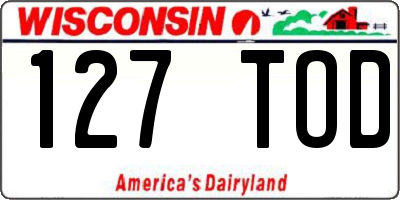 WI license plate 127TOD
