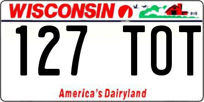 WI license plate 127TOT