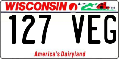 WI license plate 127VEG