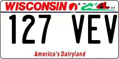 WI license plate 127VEV