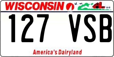 WI license plate 127VSB