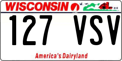 WI license plate 127VSV