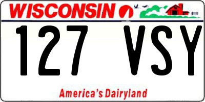 WI license plate 127VSY