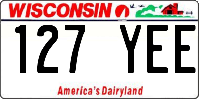 WI license plate 127YEE