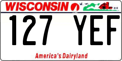 WI license plate 127YEF